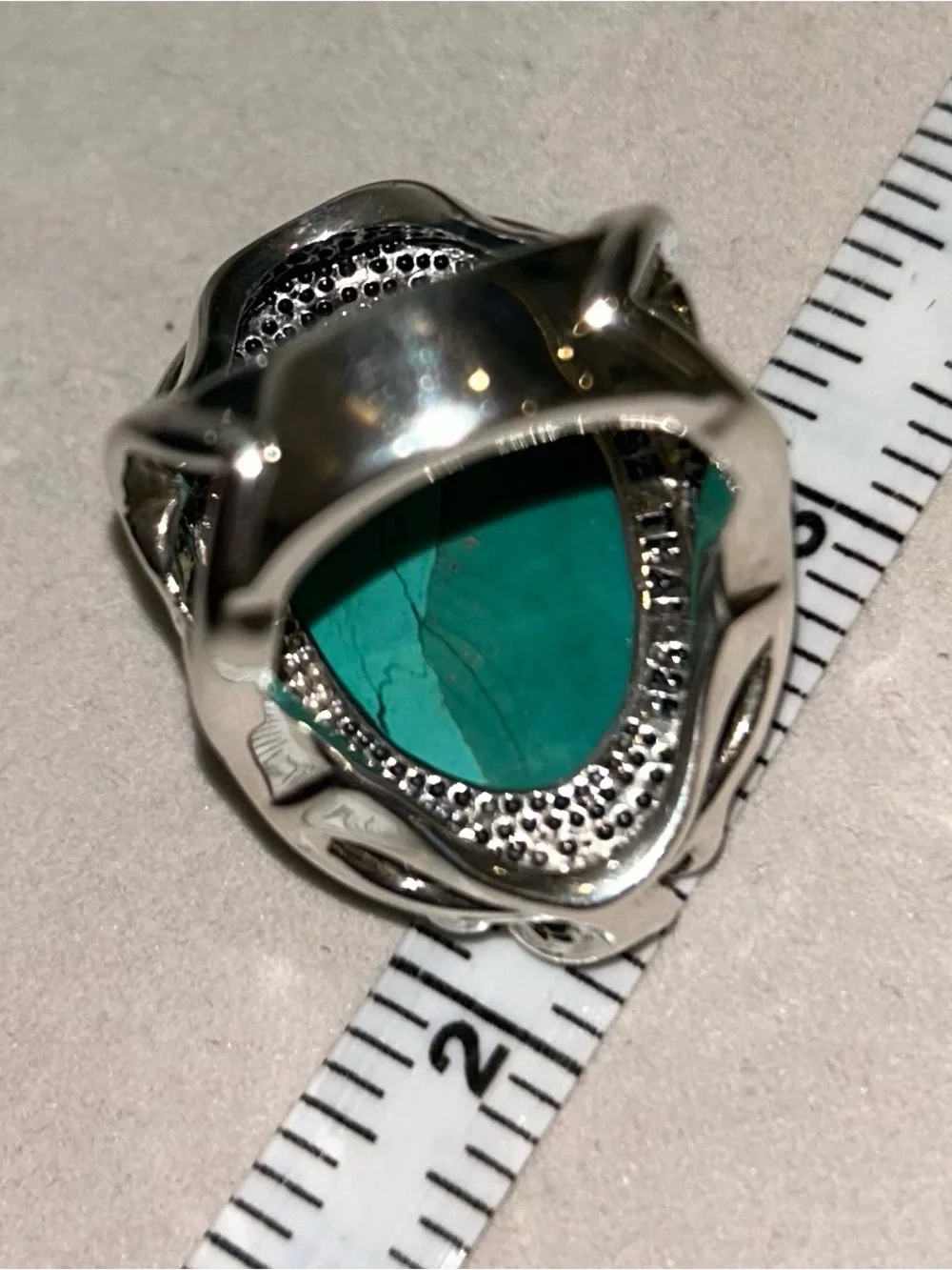 Barse Woman’s Turquoise Statement Ring with Sterling Silver Filigree